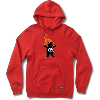 GRIZZLY mikina Behind The 8Ball Pullover Hoodie red