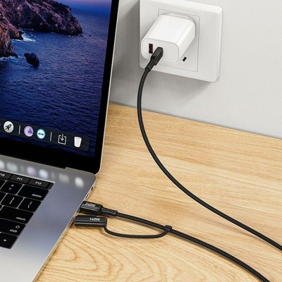 Hoco U142 2v1 USB C na USB C Mag3 Hoco 240W 1,8m černý