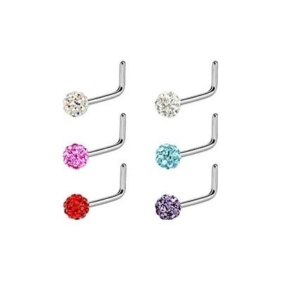 Piercingate piercing do nosu s krystaly PNO00225 čirá