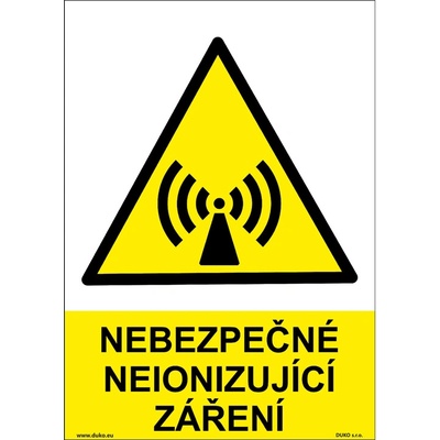 DUKO NEBEZPEČNÉ NEIONIZUJÍCÍ ZÁŘENÍ Formát: 210 x 297 mm, Materiál: samolepící vinylová fólie