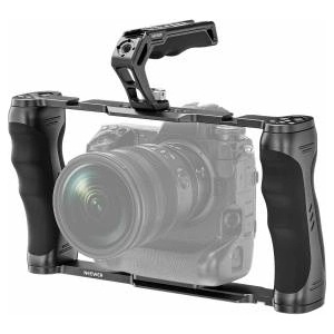 NEEWER Universal Cage Camera Cage and Top Handle with 3/8 ARRI Positioning Pin Set, Video Rig Stabilizer with Arca Base, Two Handles, Compatible with SmallRig Accessories, CA016T
