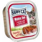 Happy Cat Minkas Duo Poultry & Beef - хапки в желе върху пастет за котки, с домашни птици и говеждо, 100 гр, Германия - 70177