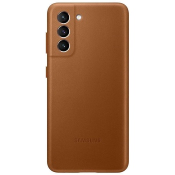 Image 1 of Samsung Оригинален кожен калъф за Galaxy S21 G991 Leather Cover Brown EF-VG991LAEGWW (EF-VG991LAEGWW)