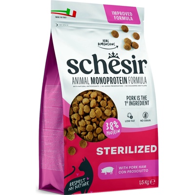 Schesir Cat Animal Monoprotein Sterilized šunka 1,5 kg