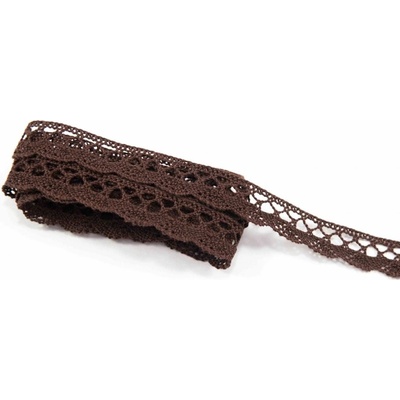 Bavlnená paličkovaná čipka - hnedá - šírka 1,6 cm