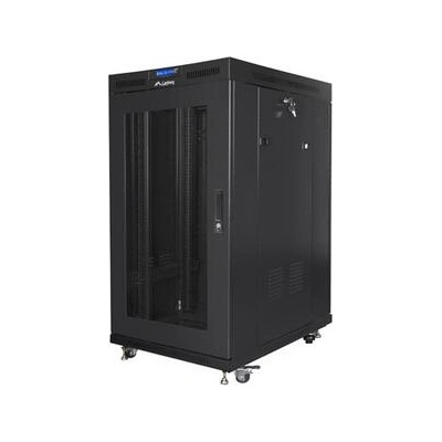 Lanberg Комуникационен шкаф, Lanberg rack cabinet 19" free-standing 22U/800x1000 (flat pack) with mesh door lcd black v2 (FF01-8022-23BL)