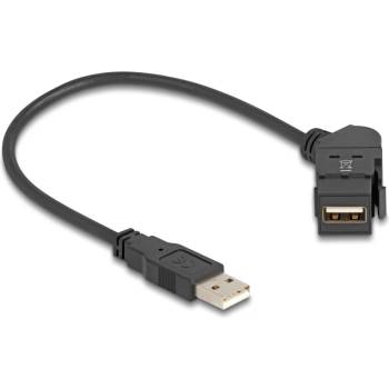 Delock USB 2.0 A-тип гайка за монтиране на панел 45° извит A-тип с 30 cm кабел, черен