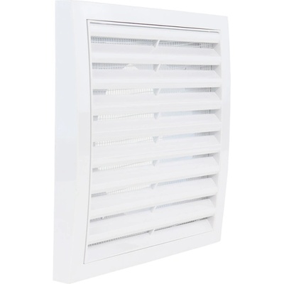 Dalap Пластмасова вентилационна решетка с мрежа и фланец Dalap GP 100 RNFI ASA, 150x150 мм / Ø 100 мм, бяла (2042)