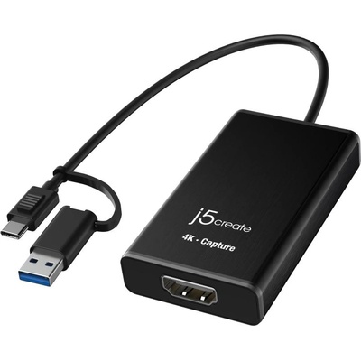 Кепчер адаптер j5create JVA11, HDMI - USB-C, 4K, Черен (J5-JVA11)