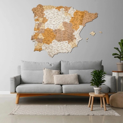 Dřevěná mapa Pyrenejského poloostrova 100 x 80 cm