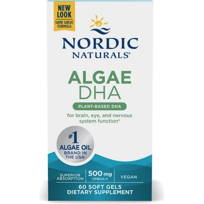 Nordic Naturals Algae DHA olej z mořských řas 60 softgel kapsúl