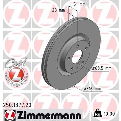 Brzdový kotúč (cena za 1ks) ZIMMERMANN 250.1377.20