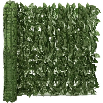 vidaXL Balkónová zástěna s tmavě zelenými listy 400 x 75 cm