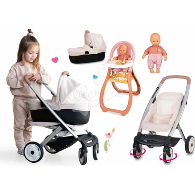 Smoby Set trojkombinácia s jedálenskou stoličkou Puschair Sandy Maxi Cosi&Quinny a 32 cm bábika v dupačkách