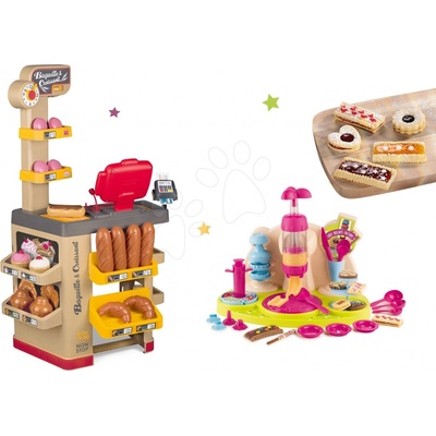 Smoby Set pekáreň s koláčmi Baguette&Croissant Bakery s elektronickou pokladňou a Hravá kuchárka Pečieme koláče s receptami