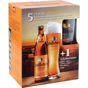 Schöfferhofer Schöfferhofer (Шоферхофер) Пшенична бира подаръчен комплект 5 х 500 мл + чаша