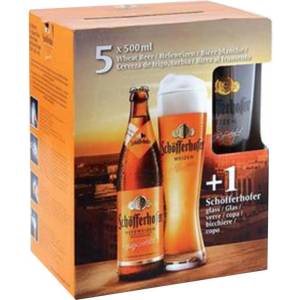 Schöfferhofer Шоферхофер 5 x 500мл. + Чаша