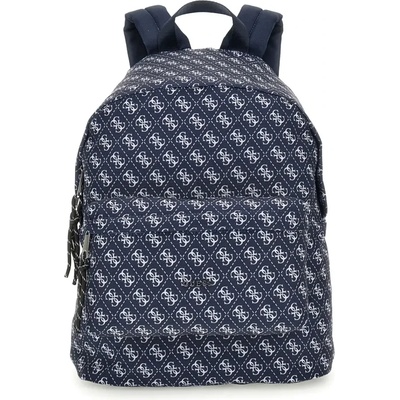 Guess Спортна раница за момче в тъмно син цвят покрита с бели лога Guess