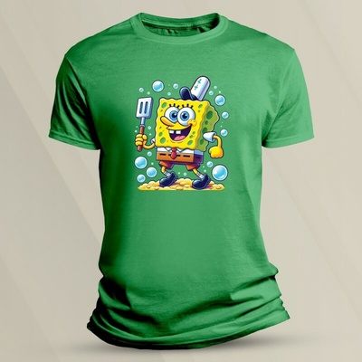 Sandratex Bavlněné dětské tričko SpongeBob kuchař Zelená – Zbozi.Blesk.cz