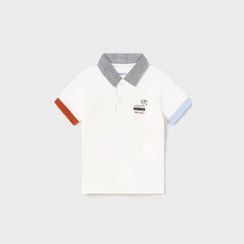 Image 1 of MAYORAL Поло тениска с къс ръкав с цветни детайли за момче Майорал в бяло