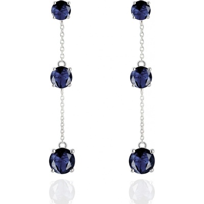 Beneto Exclusive elegantné strieborné náušnice so zafírmi SAFAGUP2718