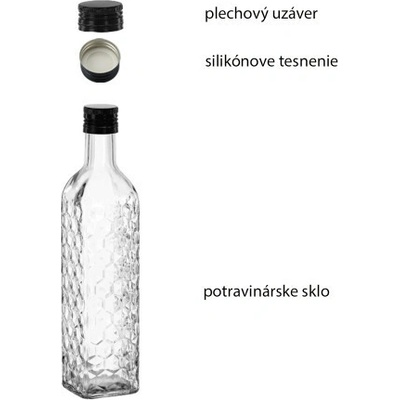 HOME Sklenená fľaša VRUBKOVANA 500ml