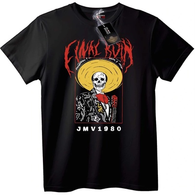 NOONEBRAND Тениска череп сомбреро JMV1980 - XL, Black