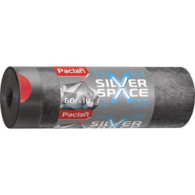 Paclan Еластични торби за отпадъци с връзки Paclan - Silver Space, 60 l, 10 броя, сиви (HGFP273)