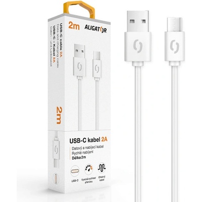 Aligator DAKA012 Datový 2A USB-C, 2m, bílý