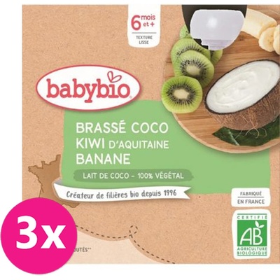 Babybio Desiata s kokosovým mliekom kiwi a banán 4 x 85 g