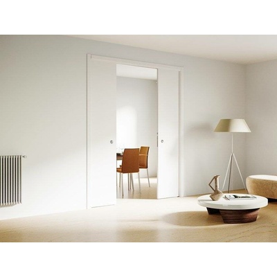 Doornite Posuvné dvoukřídlé dveře do pouzdra 70+70 x 197 cm 12,5 cm Bílá por