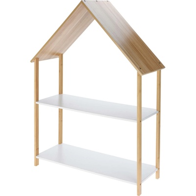 Home Styling Collection Regál do dětského pokoje ve tvaru domku, bambus a MDF, 80 x 30 x 108 cm béžová