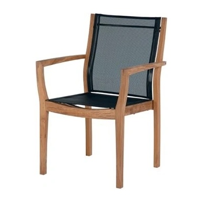 Barlow Tyrie Teakové jídelní stohovatelné křeslo Horizon, 58 x 58 x 90 cm, výplet textilen charcoal