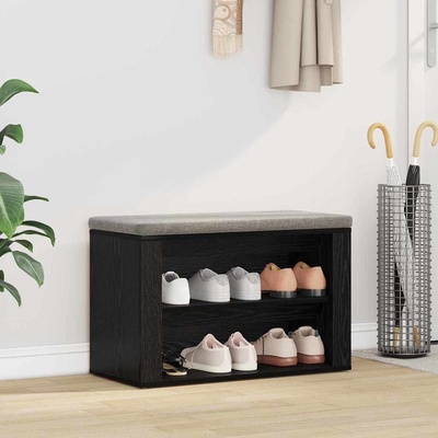 vidaXL Шкаф за обувки 75 x 35 x 45 см Инженерна дървесина Черен дъб (881017)