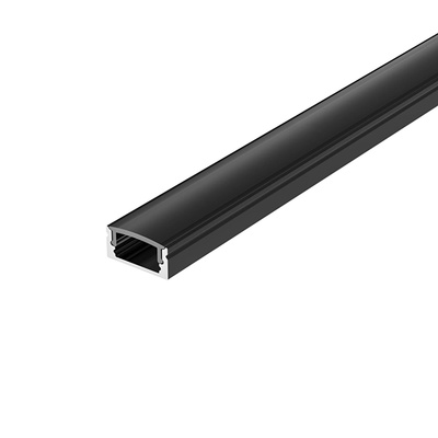 Ultralux Алуминиев профил за led лента, черен с черен дифузер, плитък, 2м (apk207bk)
