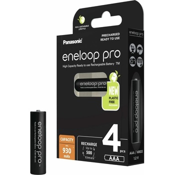 Panasonic Акумулаторна батерия Panasonic Eneloop PRO, AAA, R03, 1.2V, 930mAh, NiMH, 4бр (BK-4HCDE/4BE)