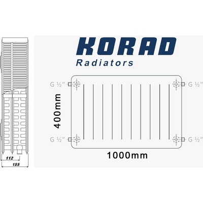 Korad Radiators 33K 400 x 1000 mm