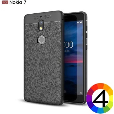 Nokia 7 Удароустойчив Litchi Skin Калъф и Протектор