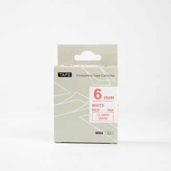 Compatible Epson LK-SS6RW, 6mm x 9m, червен печат / бял фон, съвместима лента (LKSS6RW)