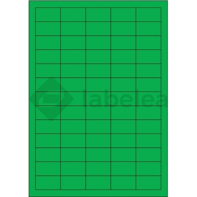 Labelea Samolepiace etikety 38x21,2 mm farebné papierové, na hárku A4, pre laserovú a atramentovú tlač, Farba etikiet Zelená, Počet hárkov v balení 100 EPY038021PG065S