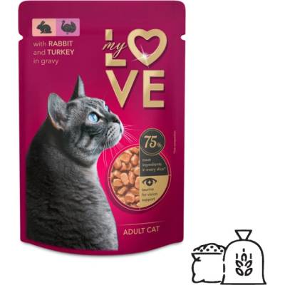 My Love pre mačky ragú s králikom a morčacím mäsom v omáčke 85 g