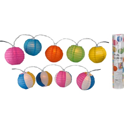 osvětlení LAMPIONY pr.10cm 10LED řetěz papír mix barev – Zboží Dáma