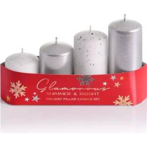 Bartek Candles Свещ Bartek гламурна микс 40/55-70-85-100 сребърна