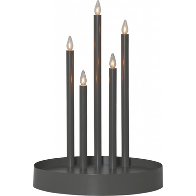 Star trading LED adventní kovový svícen Deco 5x LED 46xP.32 cm tm. šedý