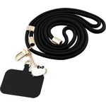 Hello Kitty Връзка за врата / рамо Hello Kitty Crossbody Cord - с талисман Kitty Head, универсална, найлон, 150cm - Черна