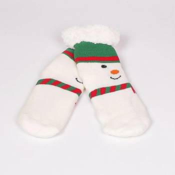 Image 1 of Детски коледни чорапи в бяло и зелено - снежен човек
