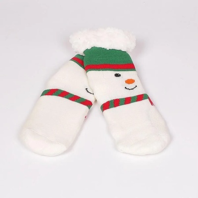 Детски коледни чорапи в бяло и зелено - снежен човек