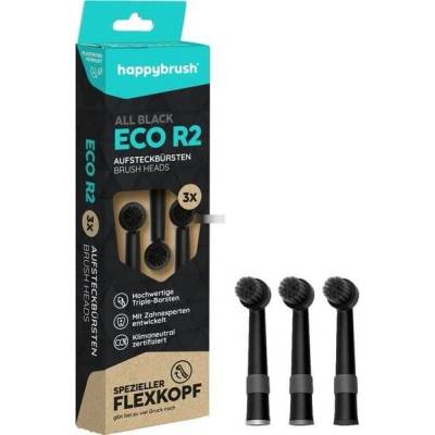 happybrush happybrush ECO R2 Allblack глави за електрическа четка за зъби, черен, 3 броя (HAR2AB)