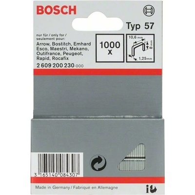BOSCH Sponky do sponkovačky z plochého drôtu, typ 57 10,6 x 1,25 x 8 mm (1000 ks) 2609200230