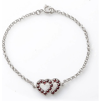 Zlatnictví zlatíčko stříbrný náramek srdíčka s granáty 970.00001
